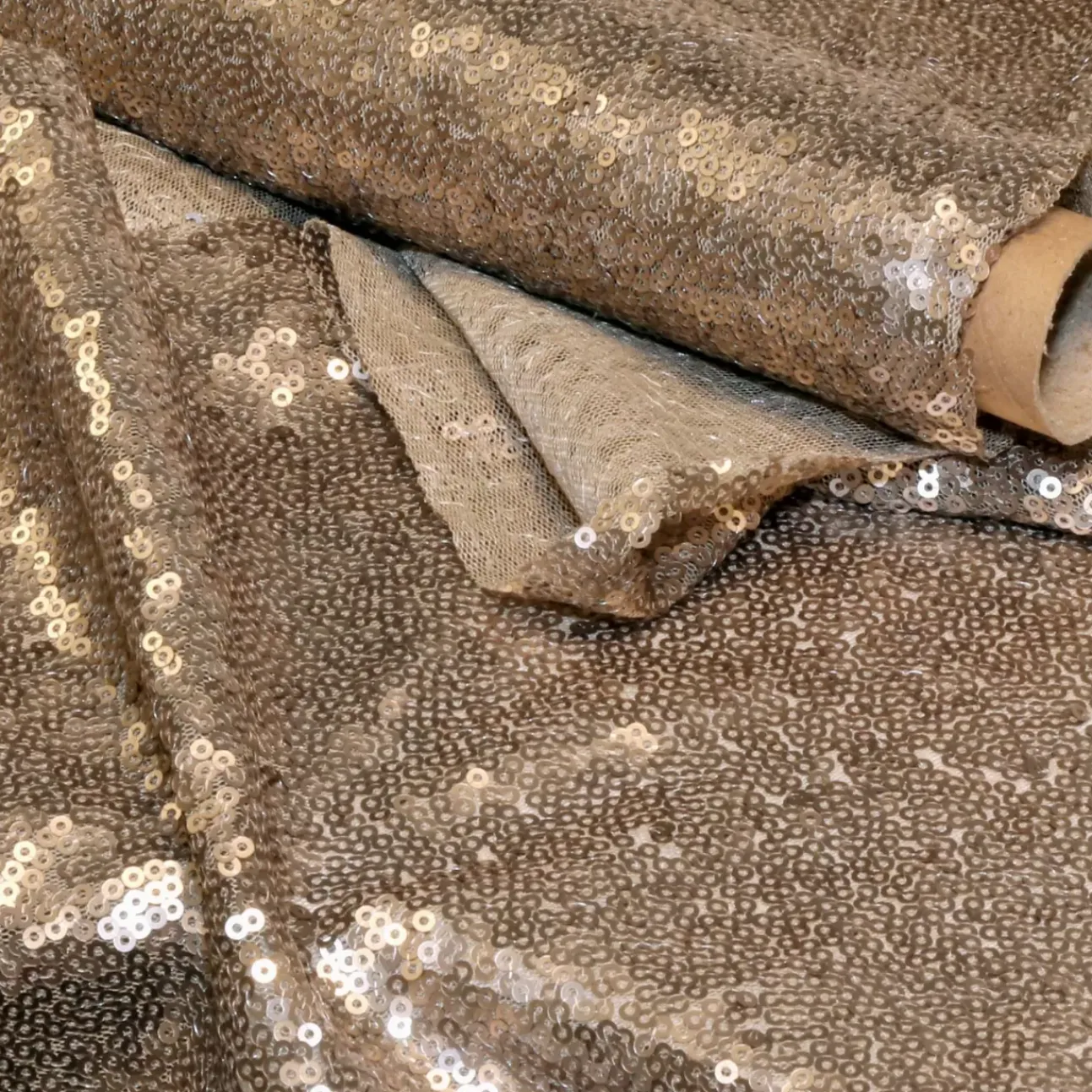 Tessuto Decorativo Con Paillettes 25X300Cm Marrone